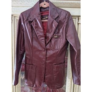 Vintage Etienne Aigner Burgundy Leather Jacket 12